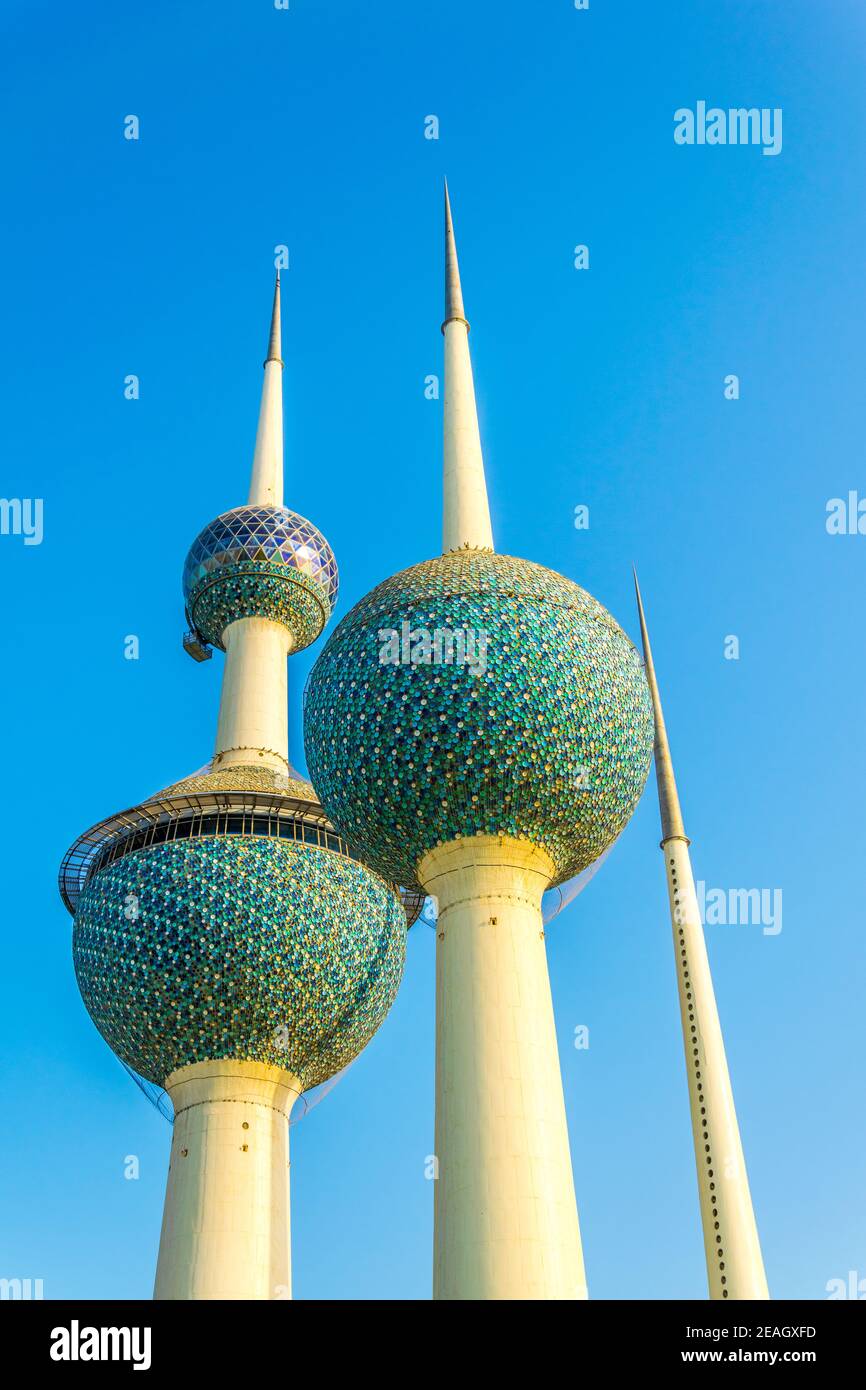 The Kuwait Towers the best known landmark of Kuwait City Stock Photo
