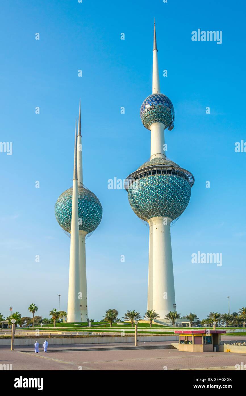 The Kuwait Towers the best known landmark of Kuwait City Stock Photo Alamy