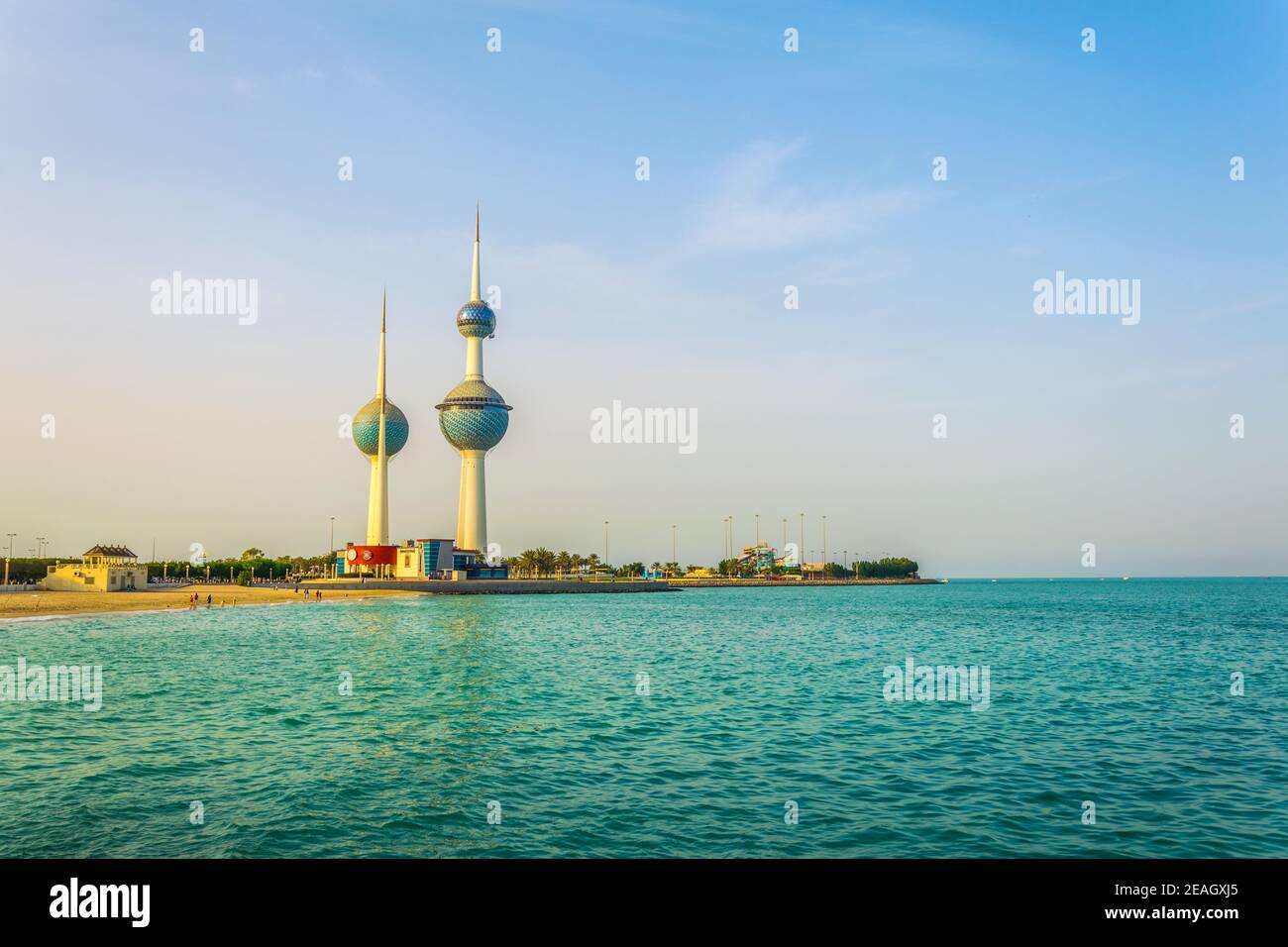 View of the Kuwait Towers the best known landmark of Kuwait City