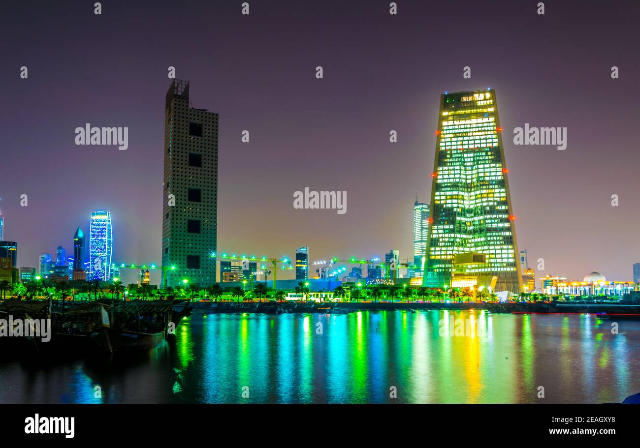 View of a dhow port in Kuwait during night Stock Photo Alamy