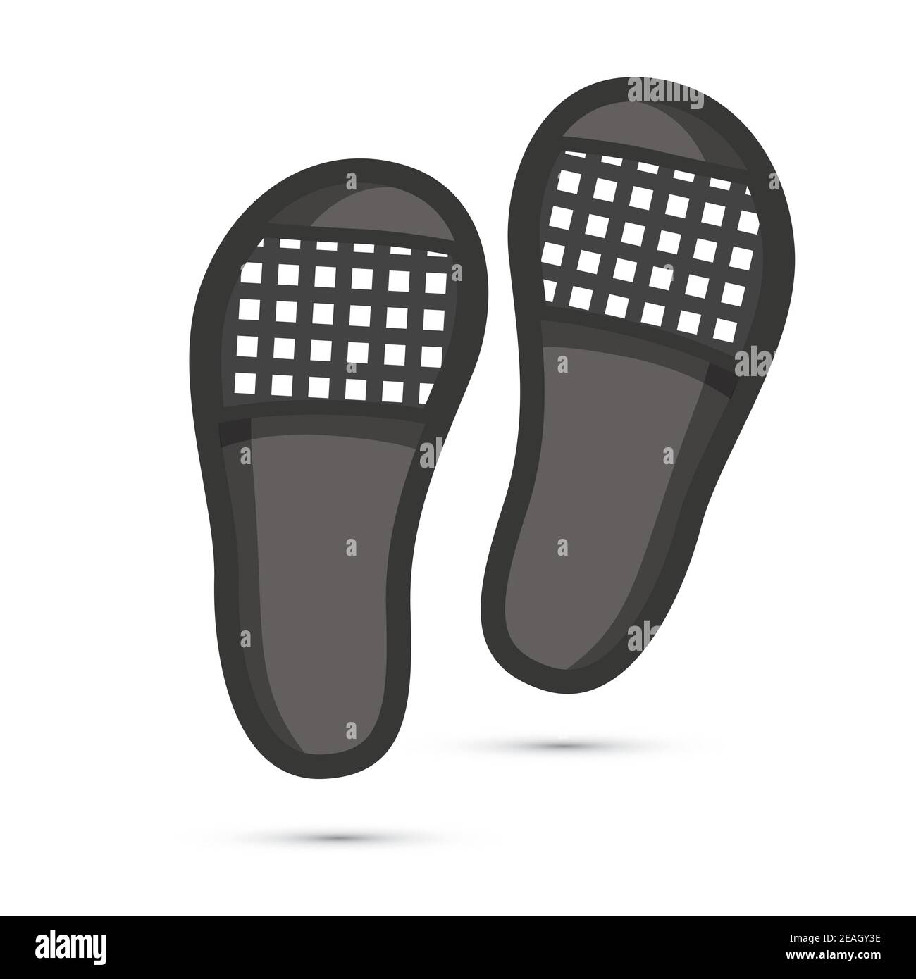 Pair of Black Beach Slippers Isolated on White. Vector Illustration ...