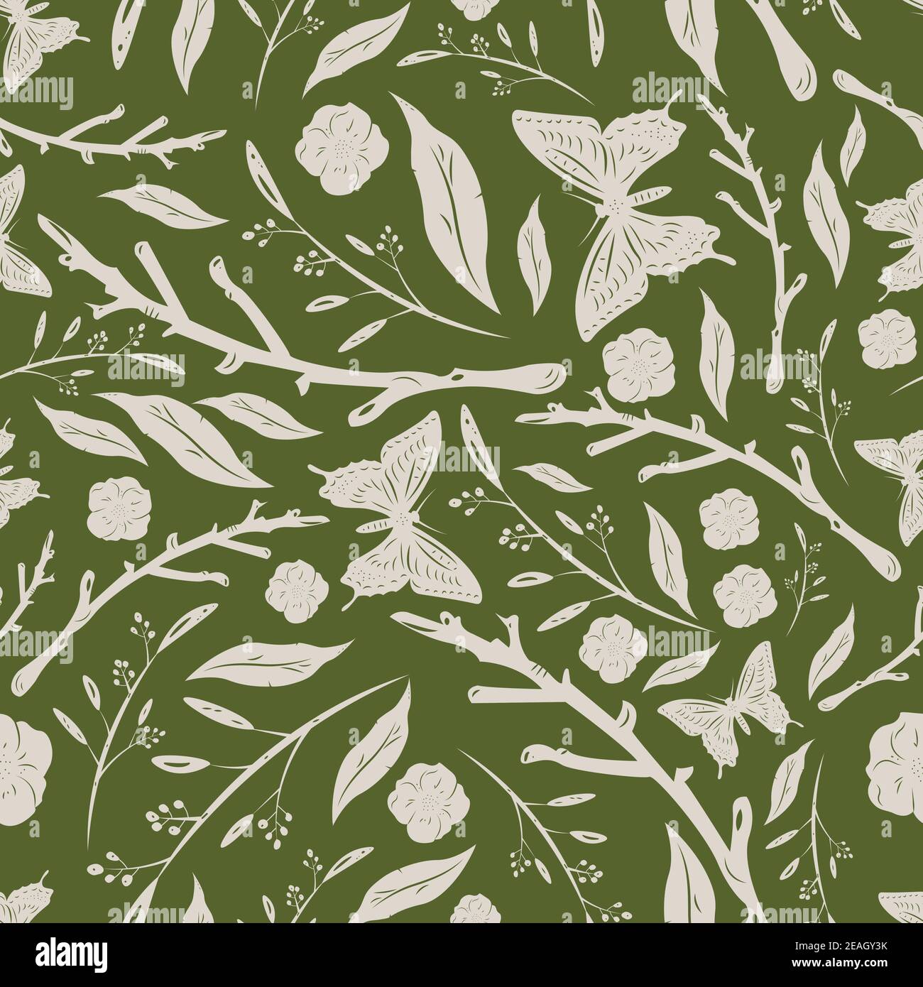 Seamless floral pattern with butterfly Stock Vector Image & Art - Alamy