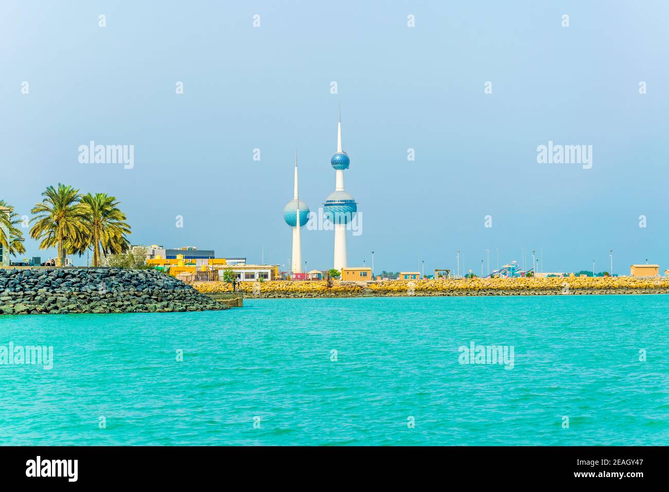 View of the Kuwait Towers the best known landmark of Kuwait City