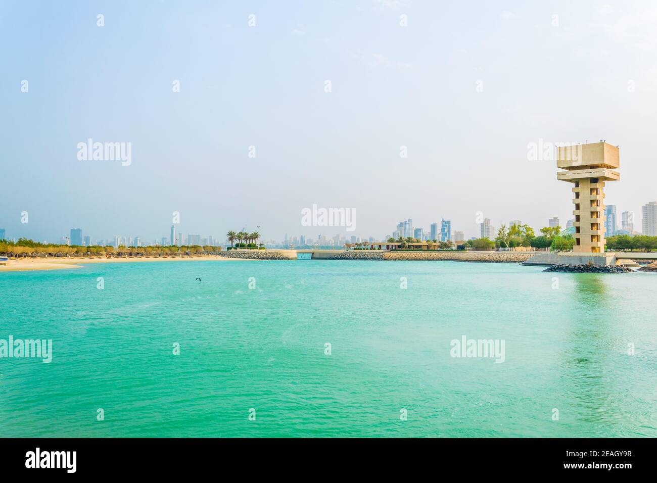 View of the Green island park built on reclaimed land in Kuwait Stock
