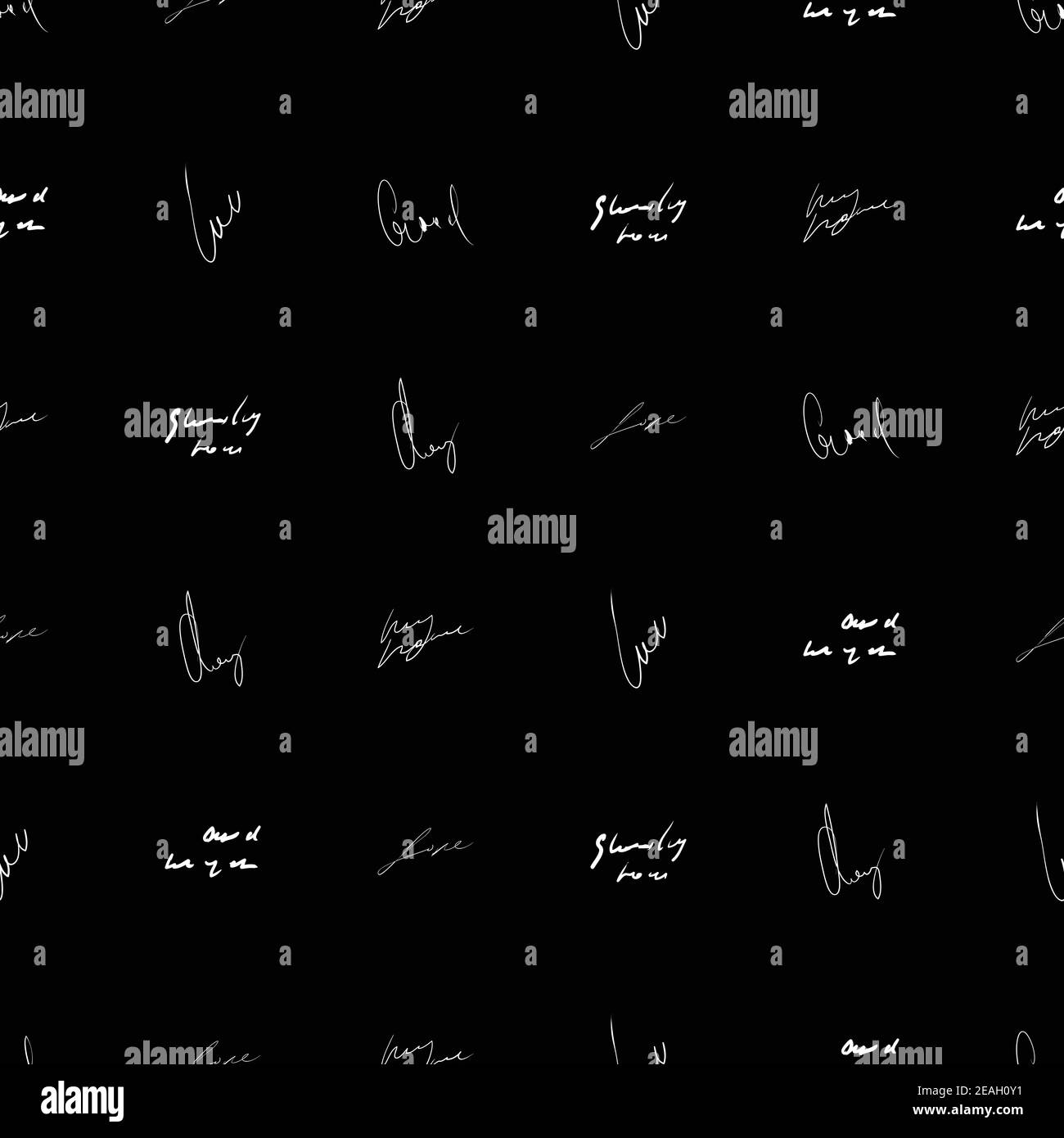 Seamless vector pattern. White text on a black background Stock Vector ...