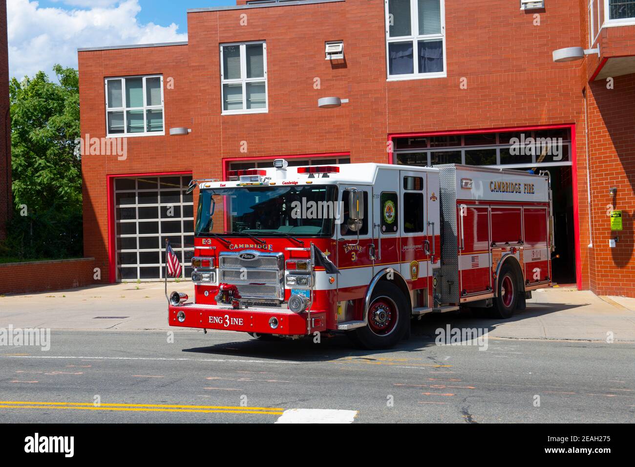 Fire Truck at East Cambridge Fire Station at 175 Cambridge Street in