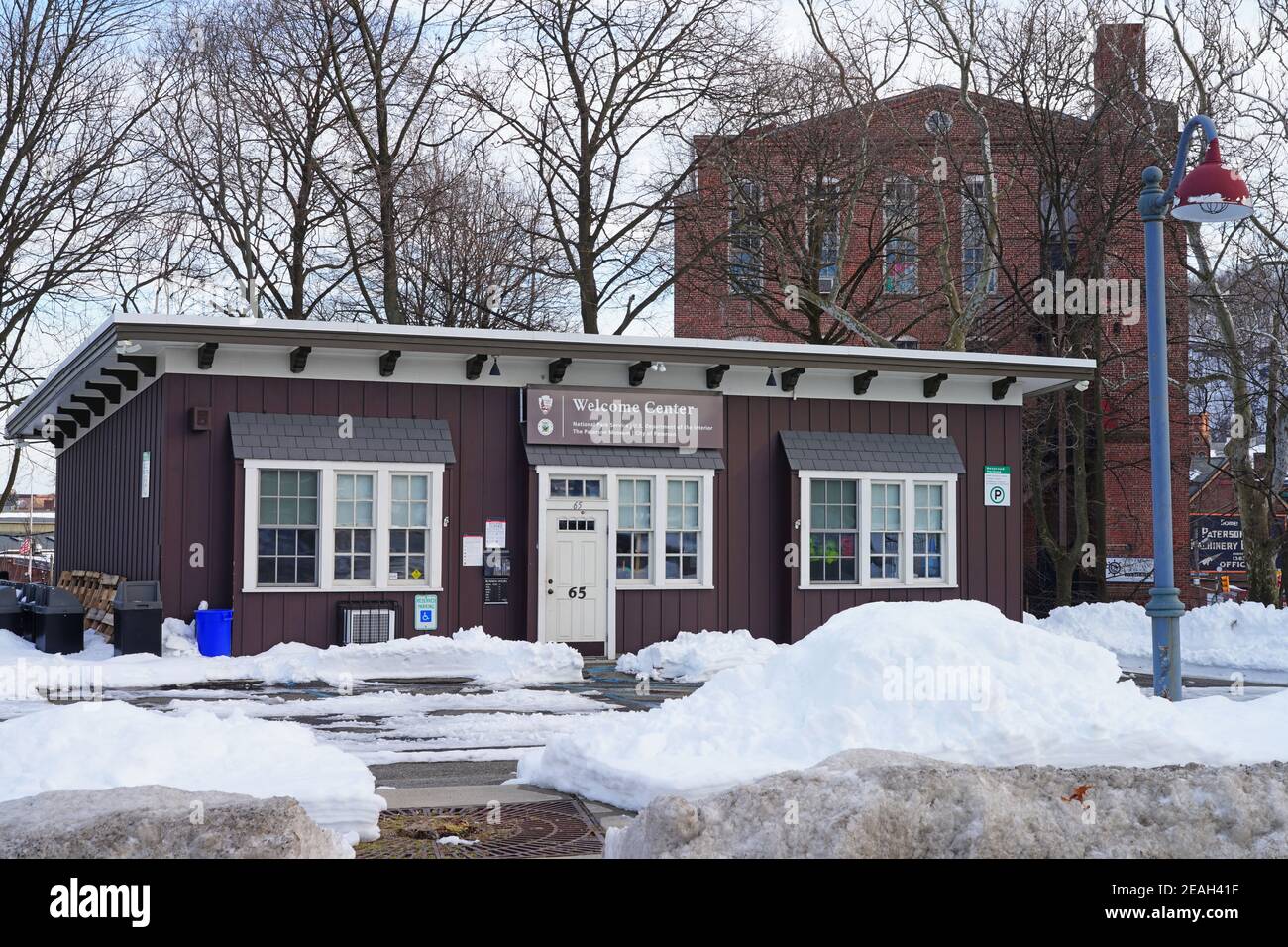 PATERSON, NJ 6 FEB 2021 Winter view of the Visitor Center at