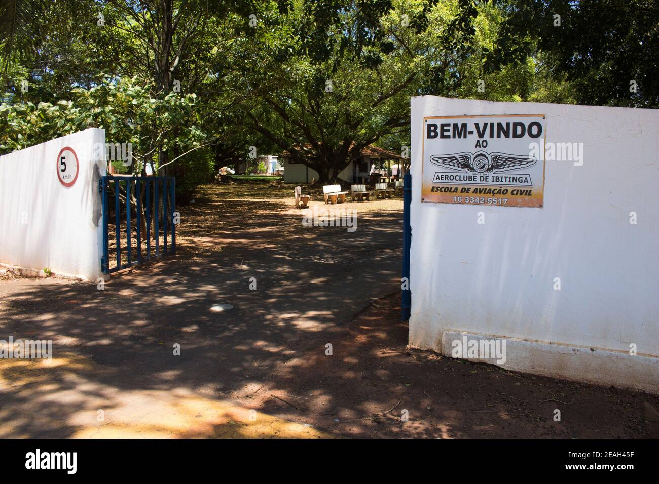 Ibitinga, SP, Brazil - 02 08 2021: Close up of Ibitinga's Flying club entrance and signage Stock Photo