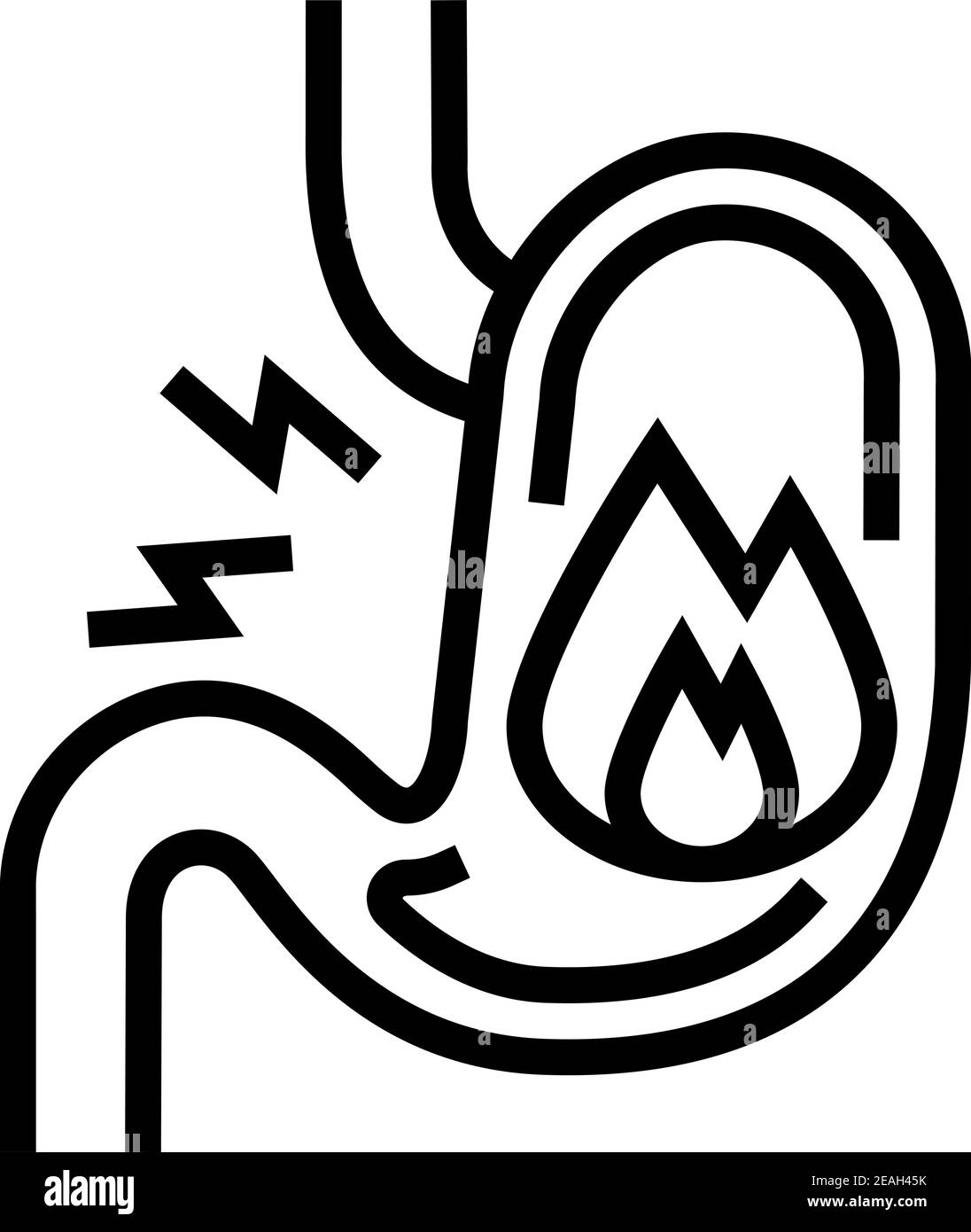 heartburn stomach line icon vector illustration Stock Vector Image