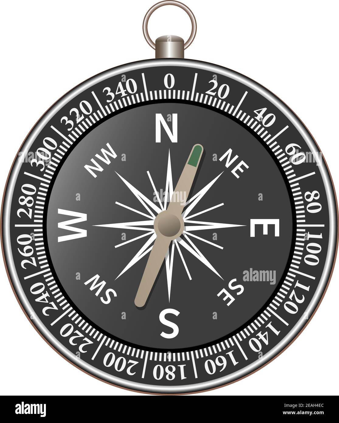 realistic hiking compass isolated on white background vector illustration, navigation and finding the right way concept Stock Vector
