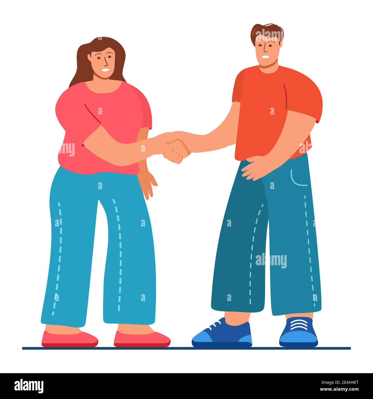 The guy and the girl greet.Isolated on white background.Vector flat ...