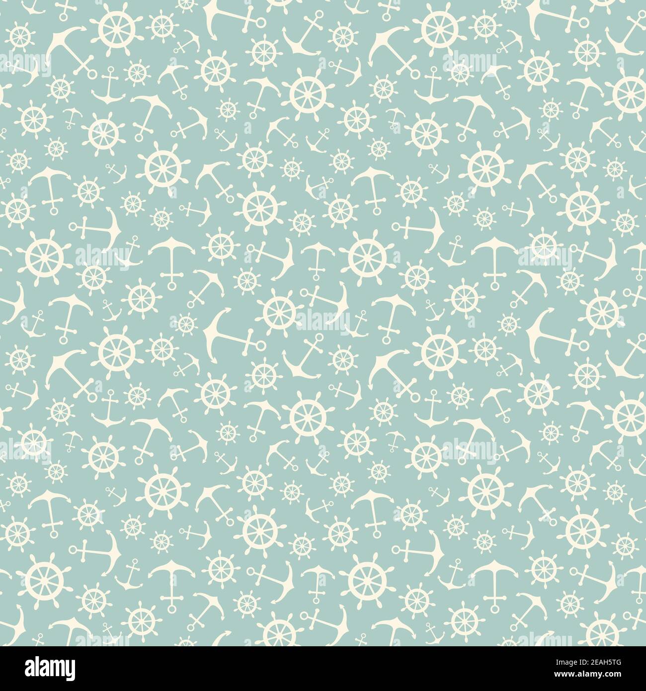 Nautical seamless pattern with ship wheels and anchors Stock Vector ...