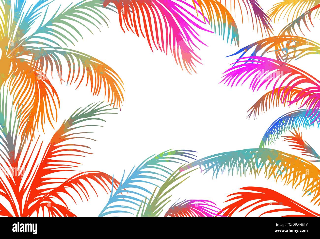Frame With Colorful Palm Leaves Vector Illustration Stock Vector Image 