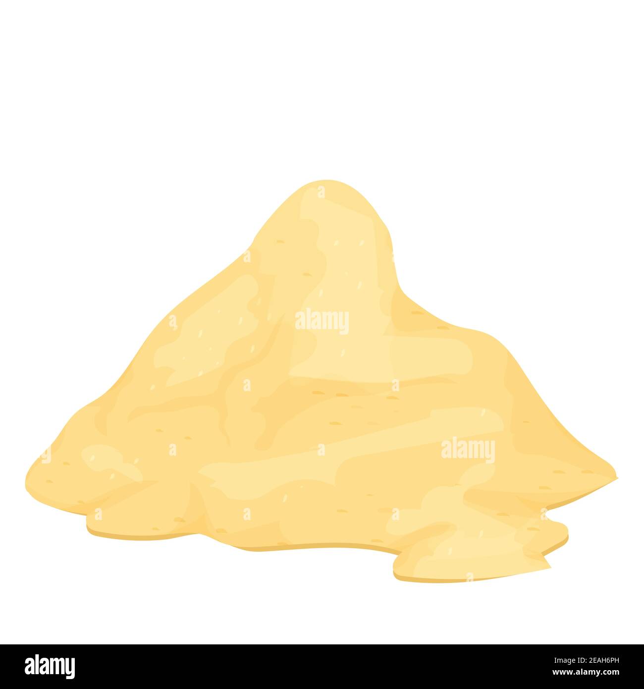 Pile of sand detailed drawing isolated on white background. Sandy dune in desert or at beach, construction or manufacturing material. Decorative desig Stock Vector
