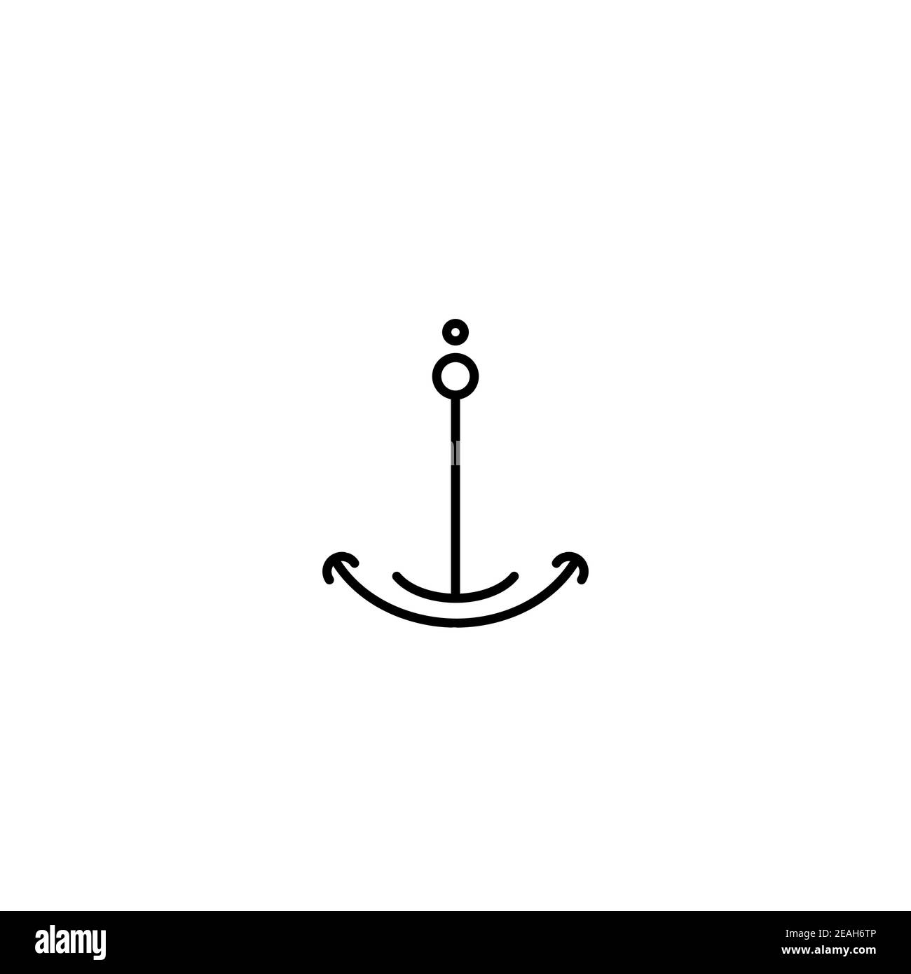 Black line abstract anchor vector simple icon. Nautical maritime