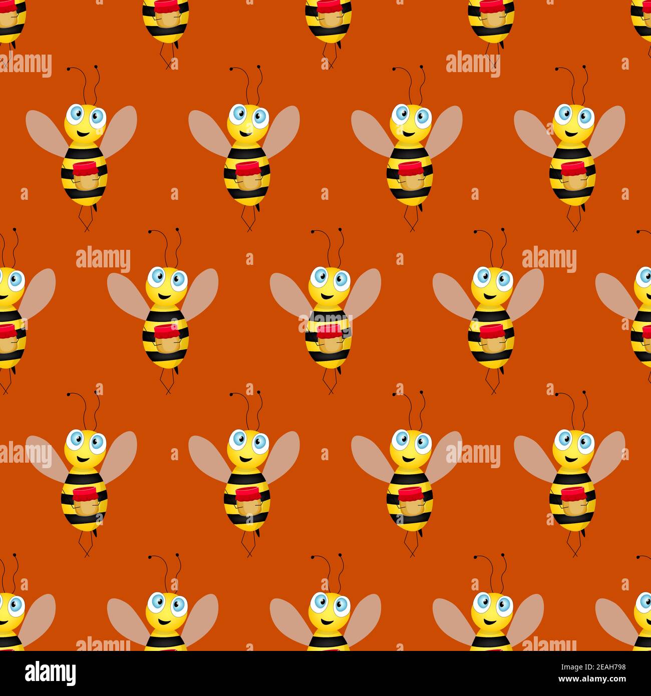 Seamless pattern with bees on brown background. Vector stock ...