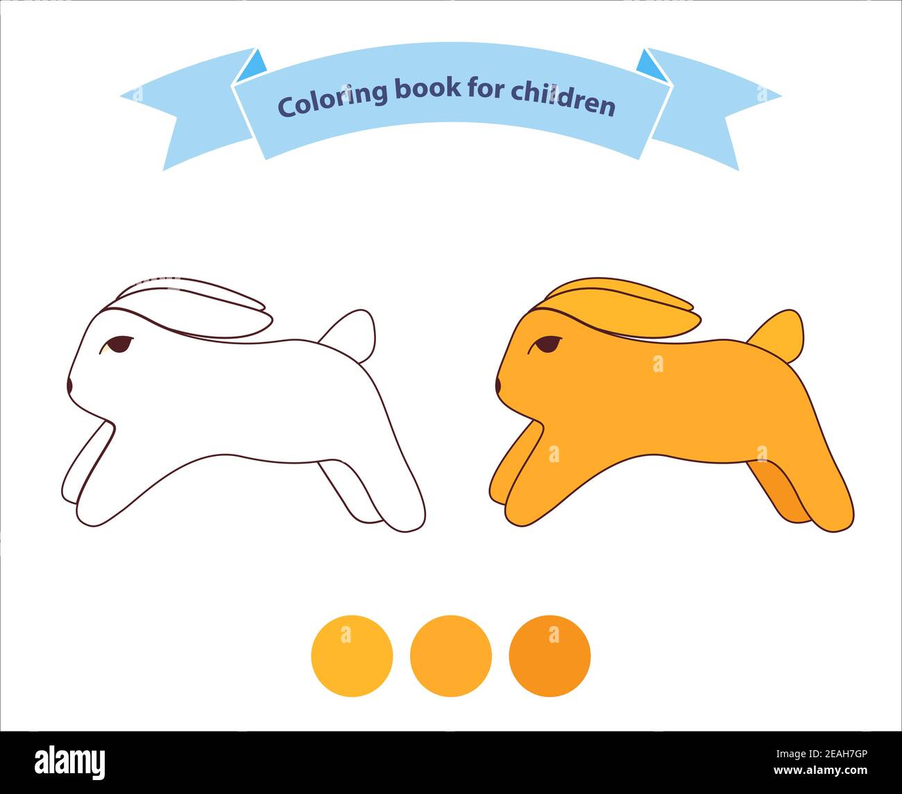 Happy rabbit coloring book for children. Outlined doodle. Flat vector ...