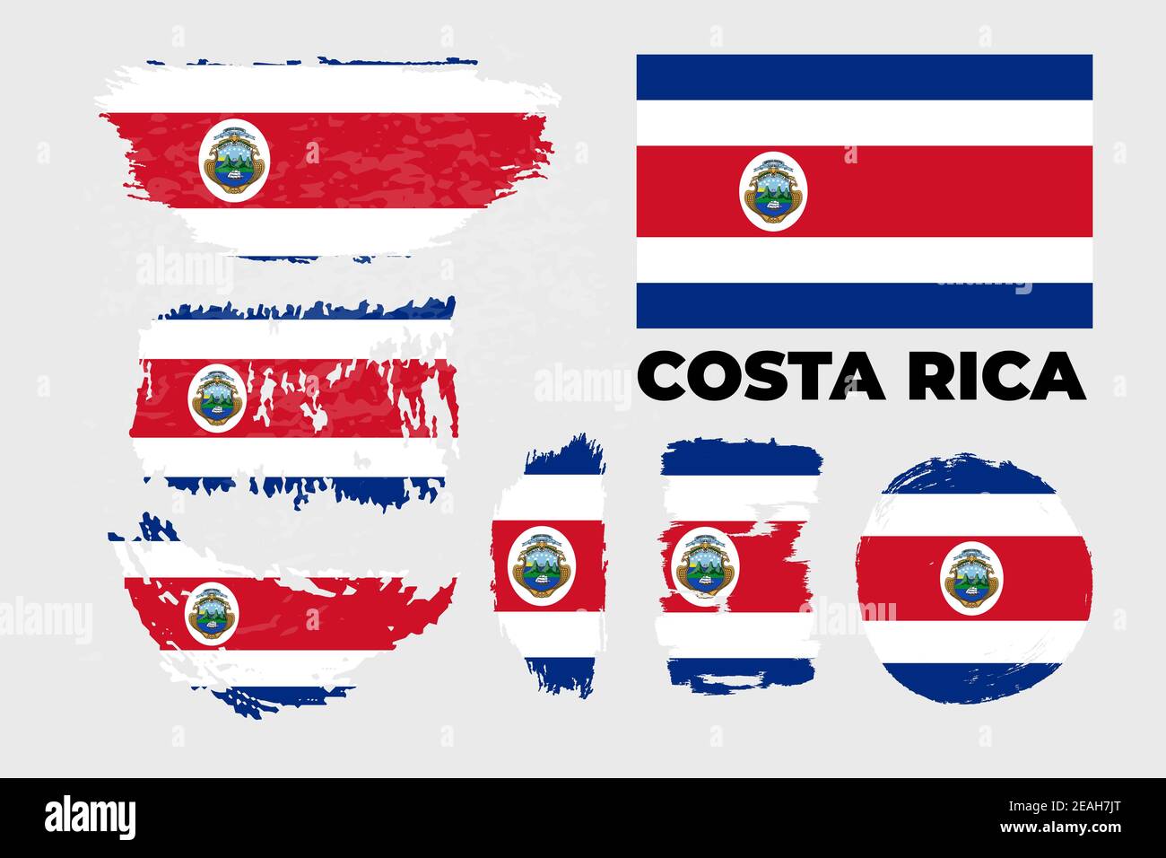 Costa Rica Flag Official Colors And Proportion Correctly Stock Vector 
