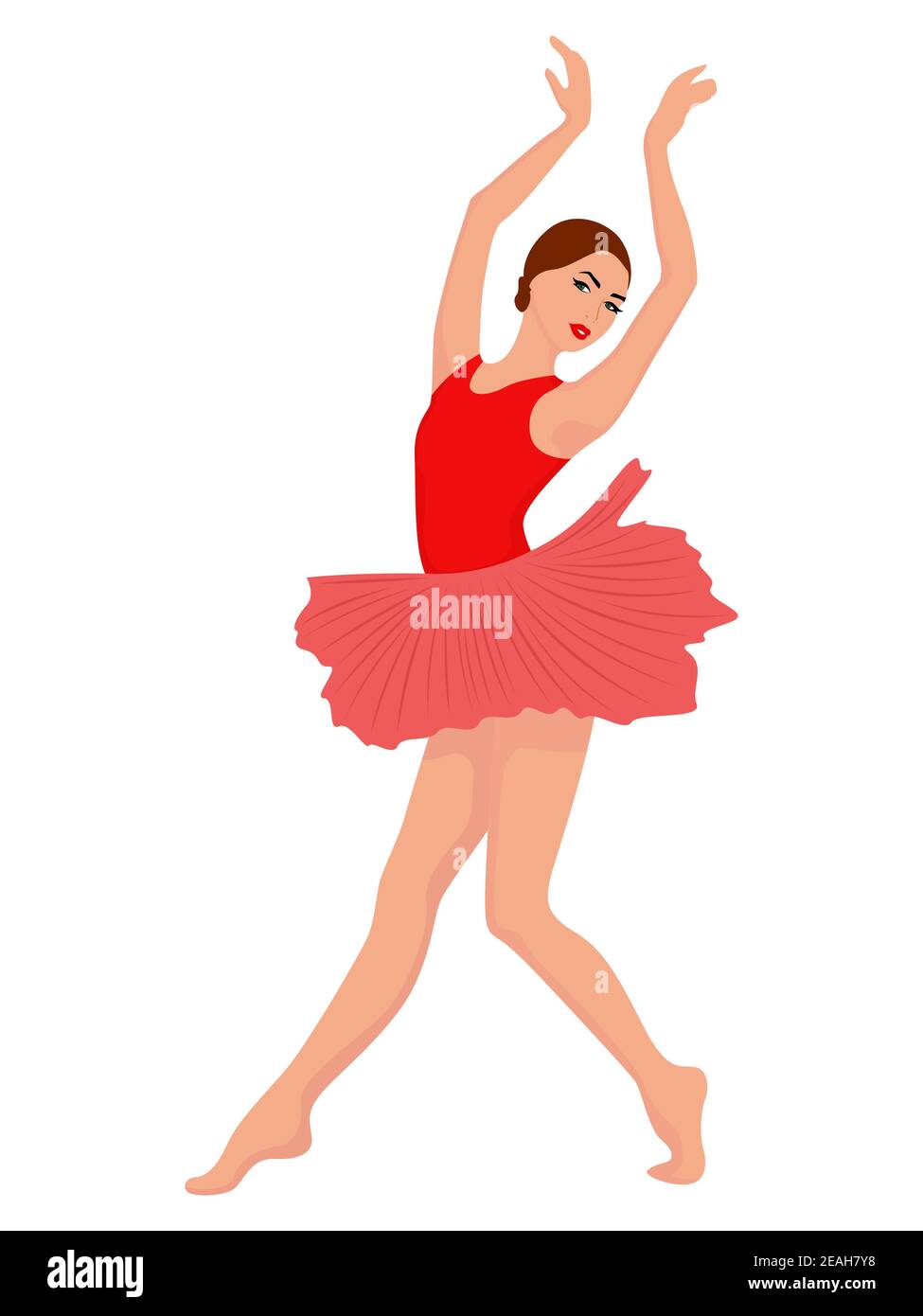 Beautiful ballerina in red and pink tutu dress, hand drawing vector,  isolated on the white background Stock Vector Image & Art - Alamy