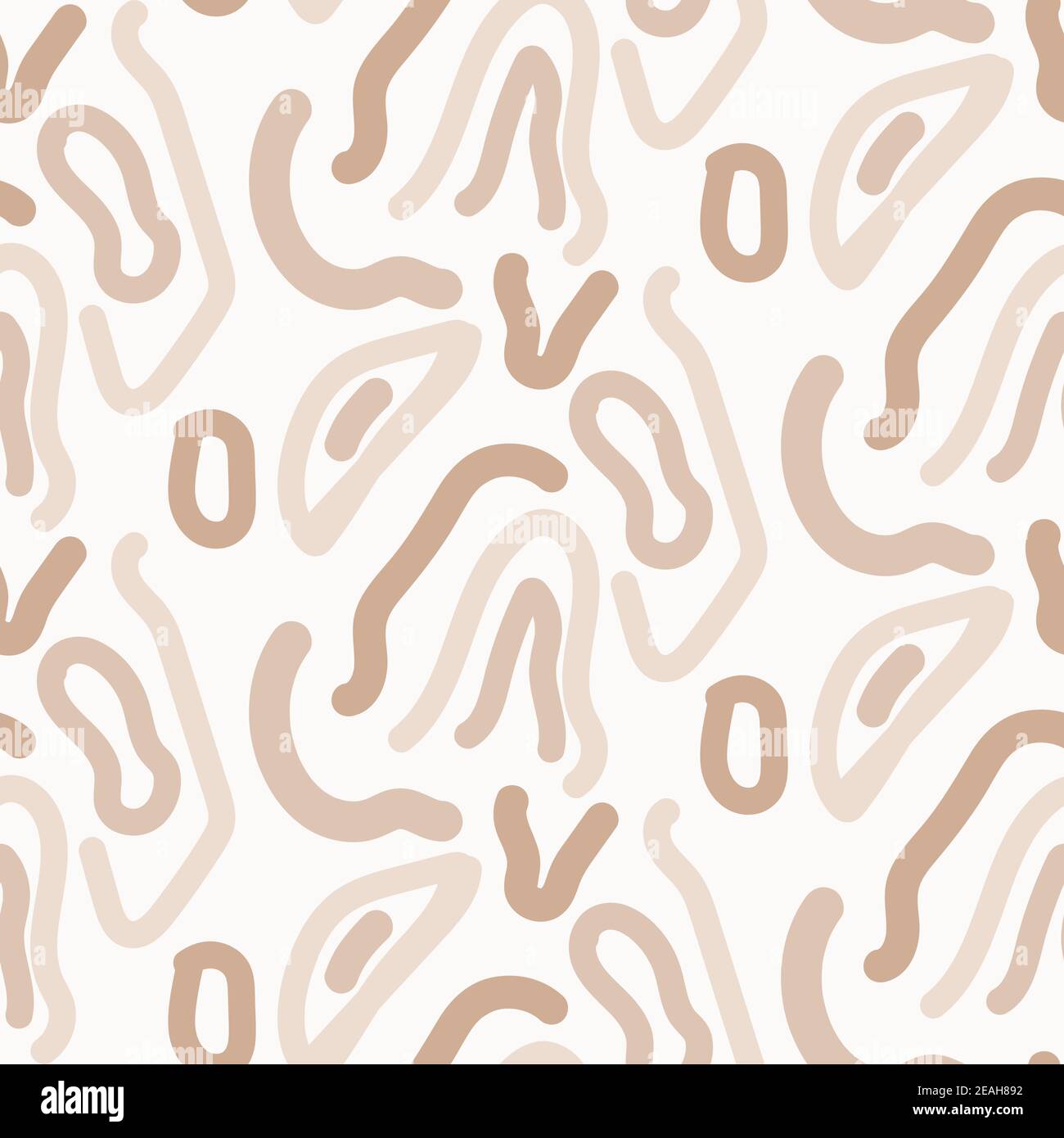 Abstract curled strokes shapes seamless pattern. Background for paper wrap, textile, package and print design. Stock Vector