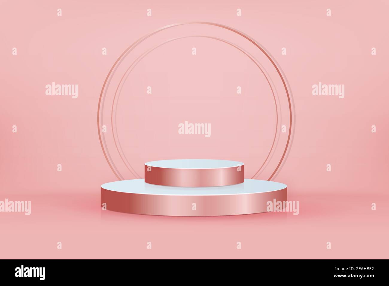 Rose gold color 3D stage podium mockup for cosmetic and product placement, vector illustration Stock Vector