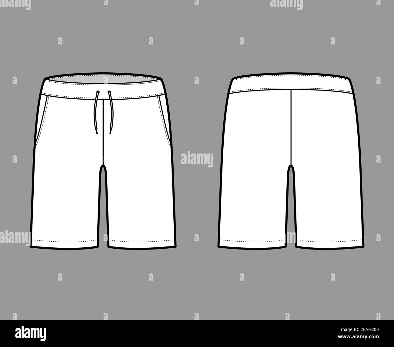 Short preppy pants technical fashion illustration with mid-thigh ...