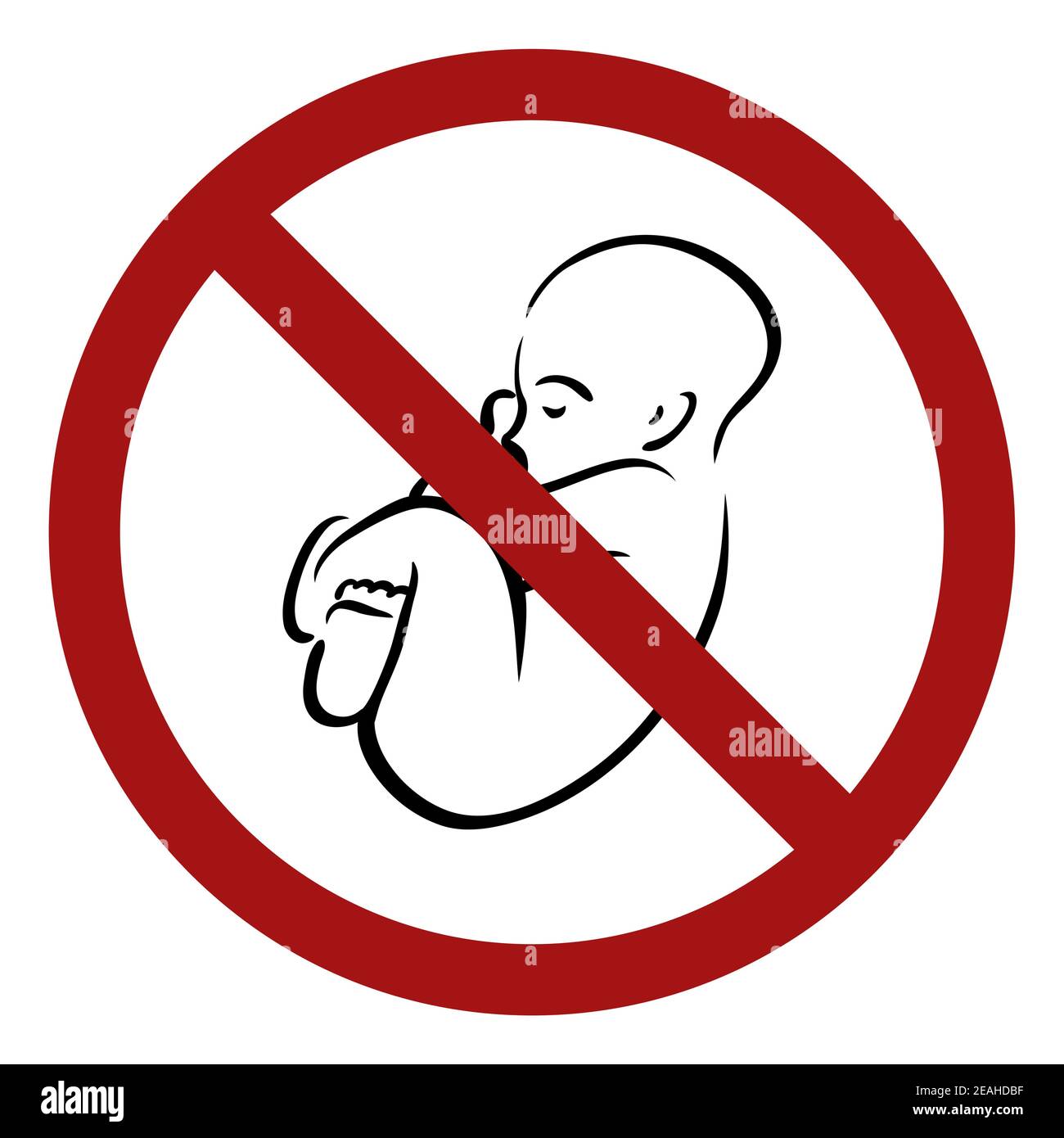 Ban on children. Outline baby in a prohibition sign. Danger of pregnancy. Medical contraindications. Use contraceptives. Stock Vector