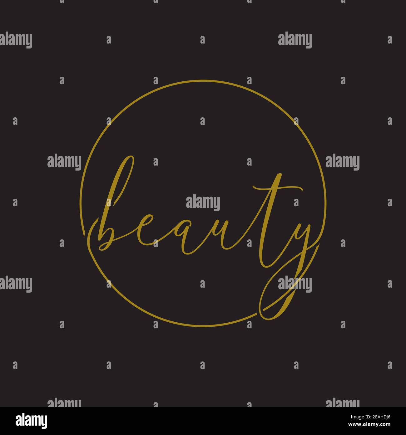 gold color handwritten beauty text circle design vector Stock Vector ...