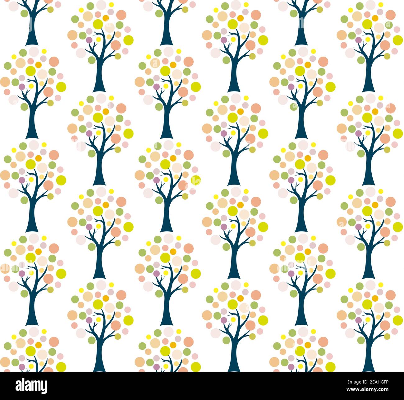 Seamless pattern of colourful trees with multi colour dots as leaves Stock Vector Image & Art