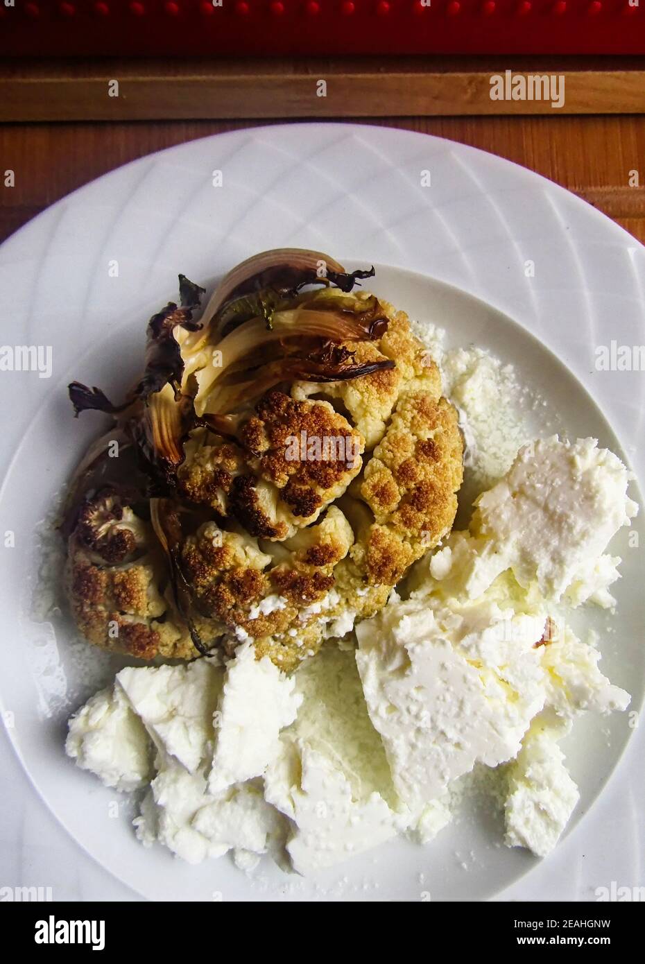 Roasted Cauliflower iwith Feta Cheese Stock Photo Alamy
