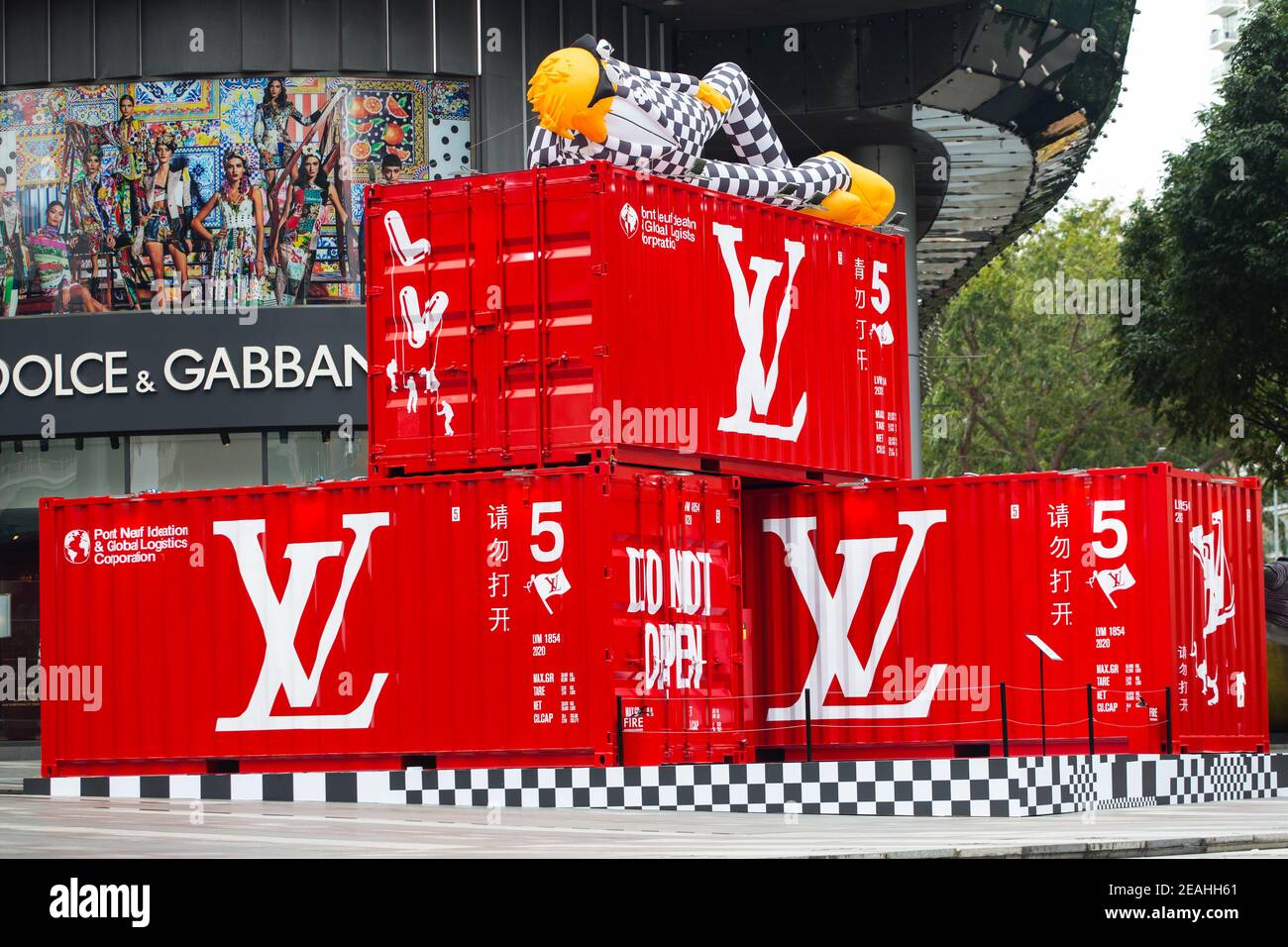 Louis Vuitton shipping containers display pop-up + February