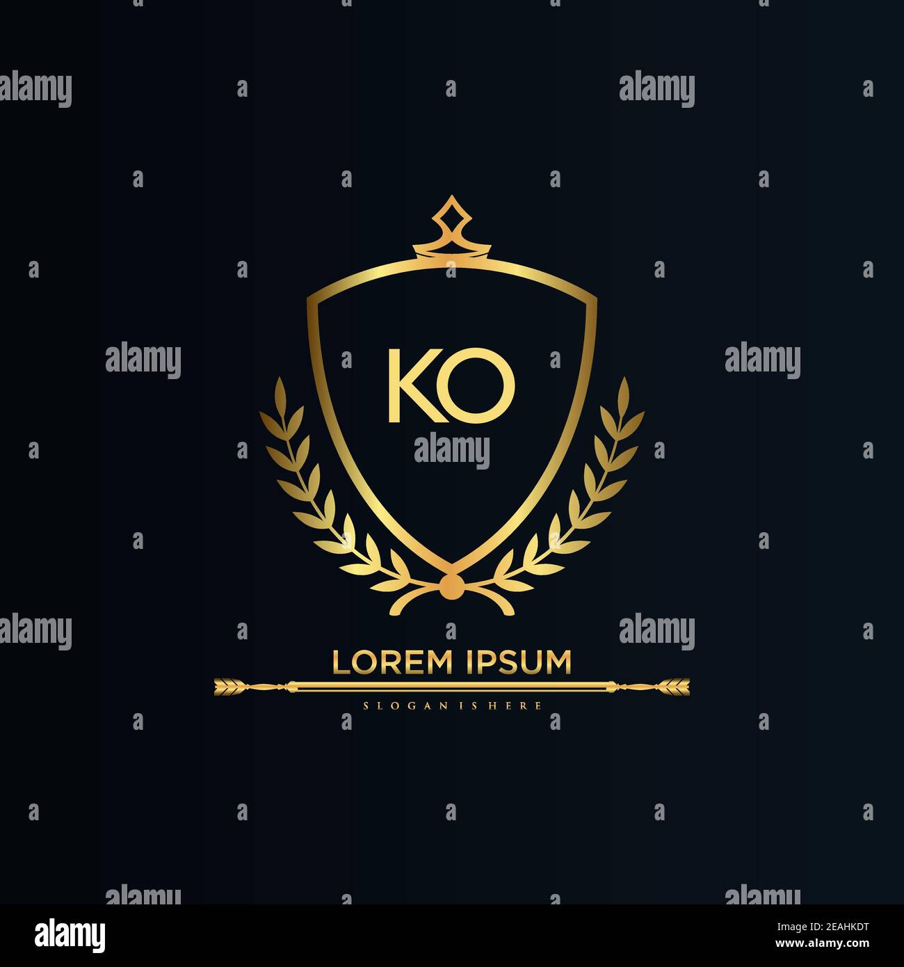 Ko Lettering KO Letter Initial with Royal Template.elegant with crown logo vector ...