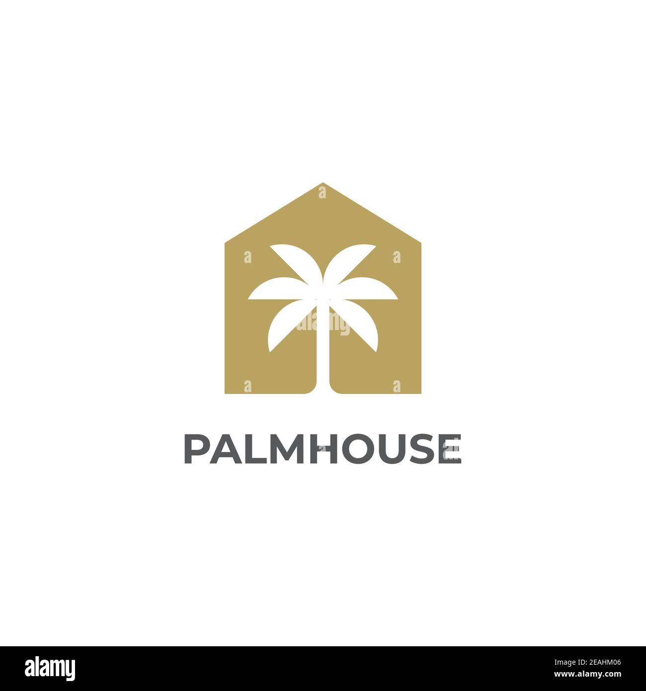 Palm house logo design illustration vector template Stock Vector