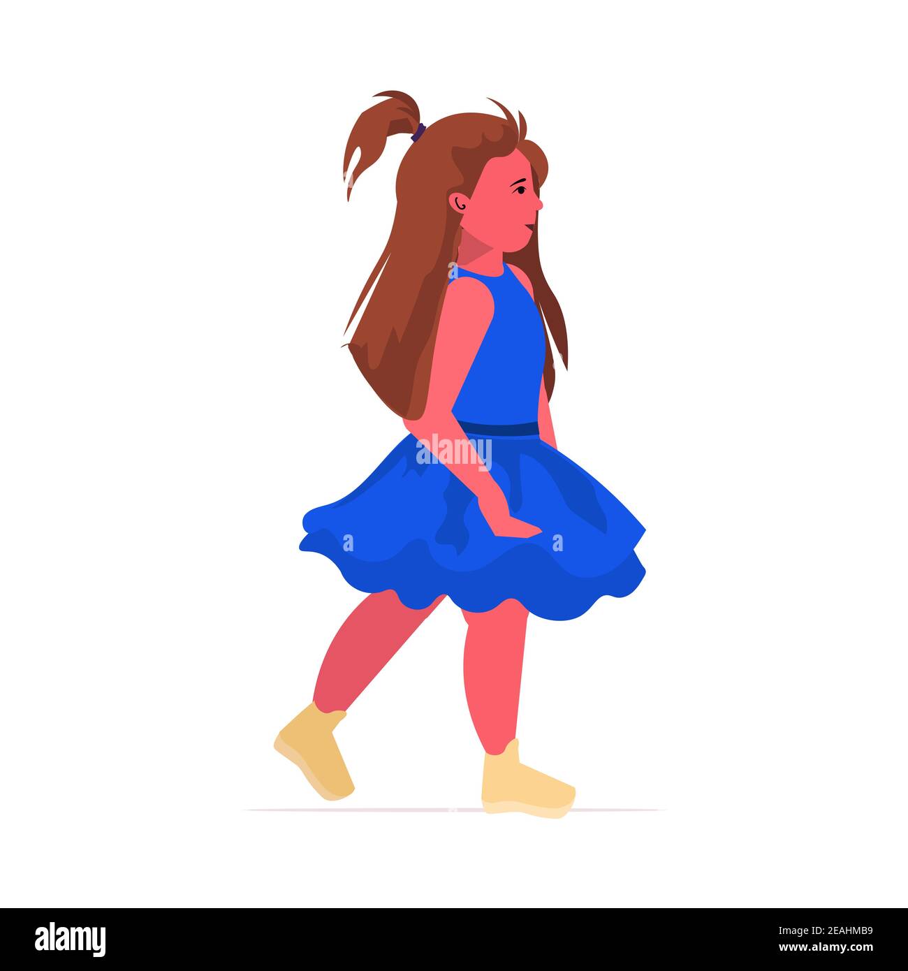 beautiful little brown hair girl cute child standing pose female cartoon character full length