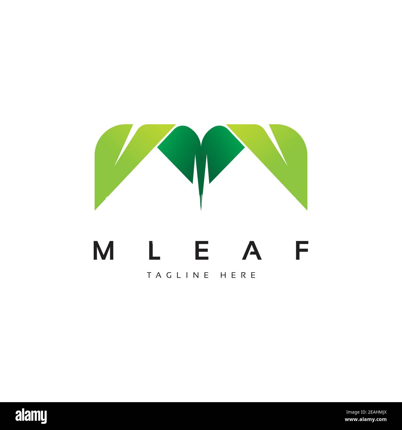 Letter M with leaf shape logo design inspiration vector template