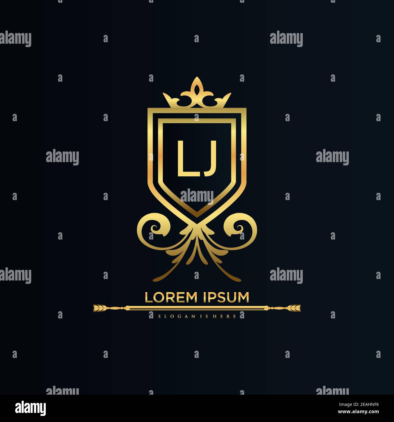LJ Letter Initial with Royal Template.elegant with crown logo vector ...