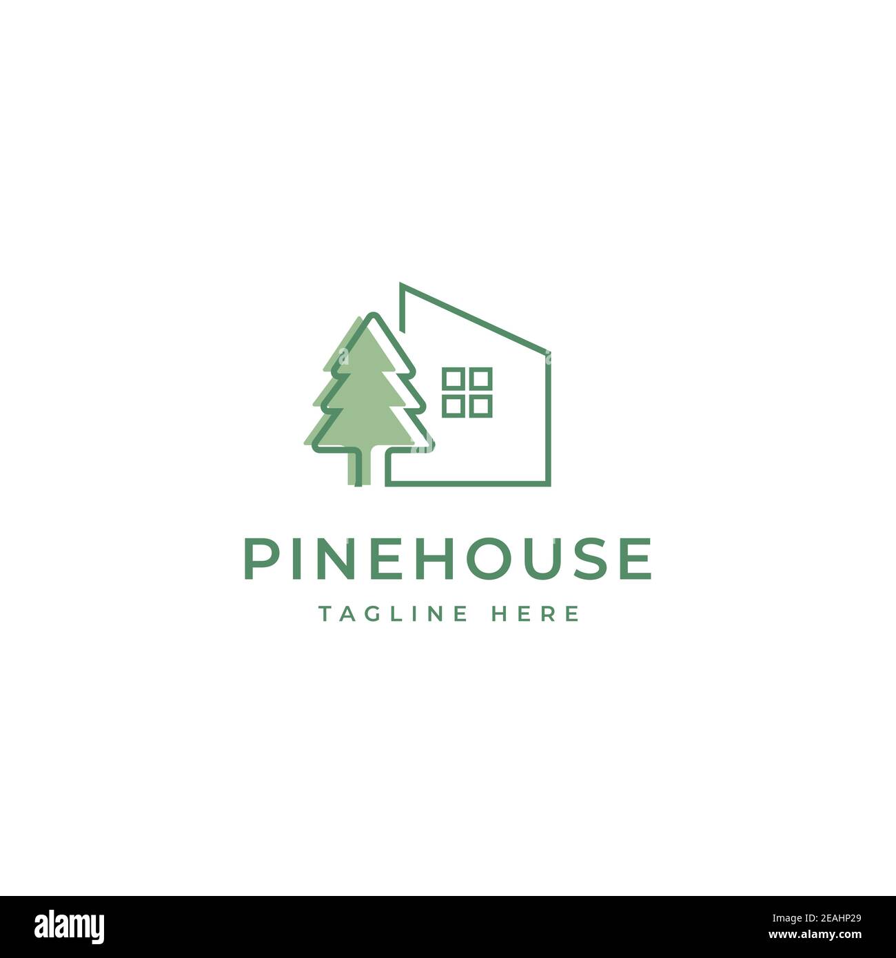 Pine house logo design illustration vector template Stock Vector