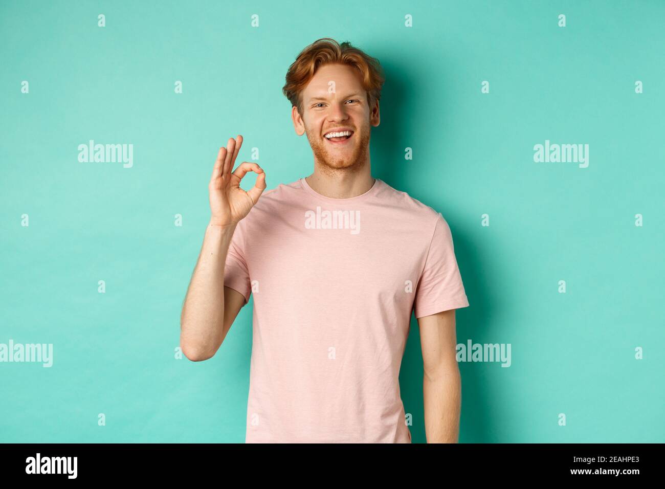 Portrait yes sign young redhead hi-res stock photography and images - Alamy
