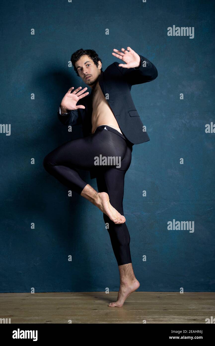 Modern Male Dancer On Gray Background Stock Photo - Download Image Now -  Dancing, Dancer, Modern Dancing - iStock