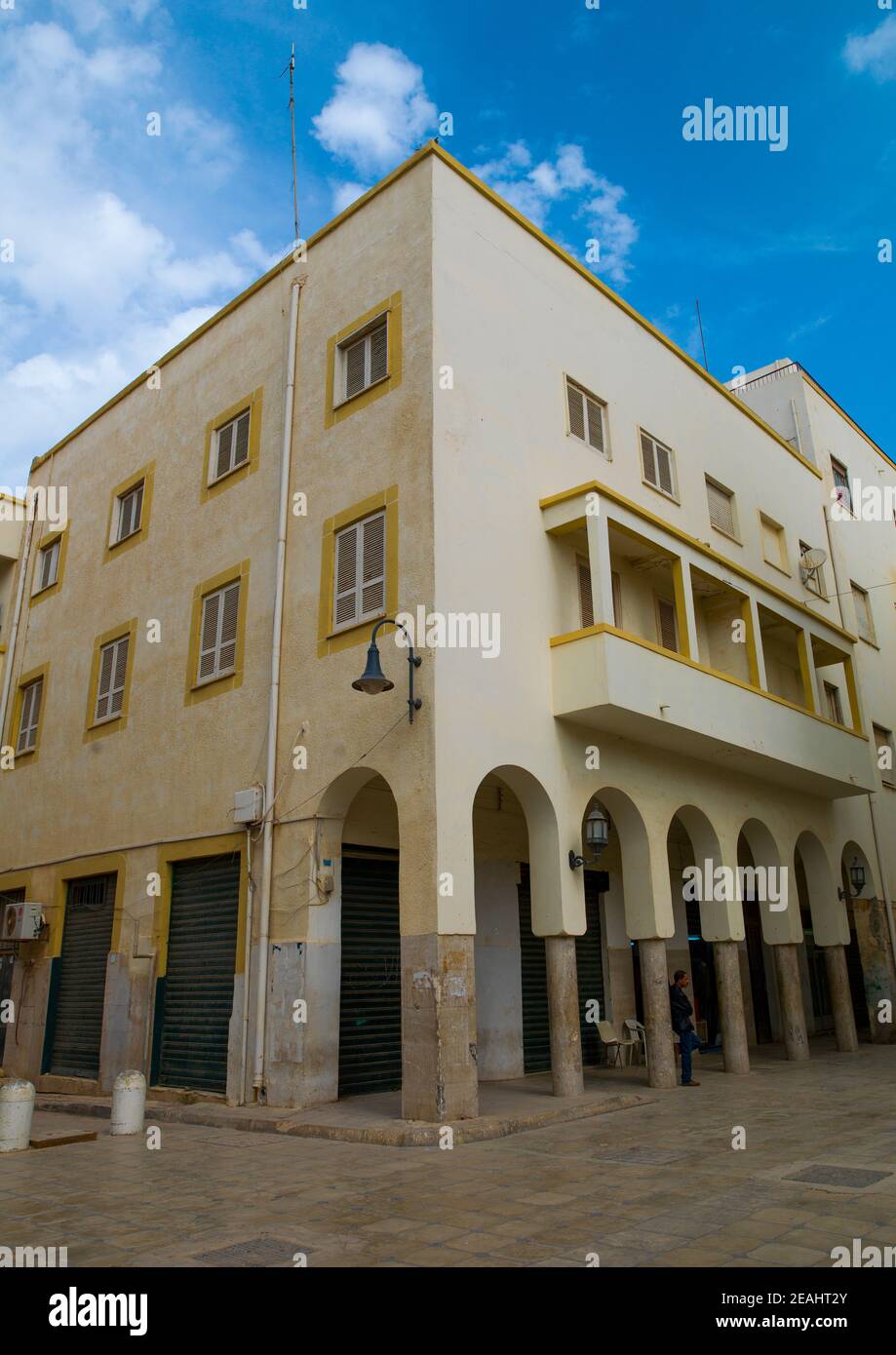 Italian buildings in omar al mukhtar street, Cyrenaica, Benghazi, Libya ...