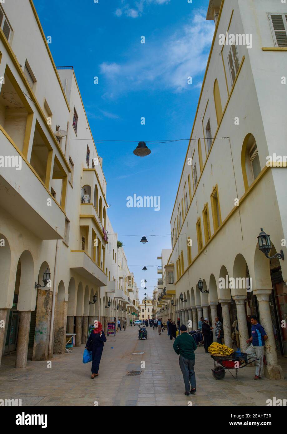 Italian buildings in omar al mukhtar street, Cyrenaica, Benghazi, Libya ...