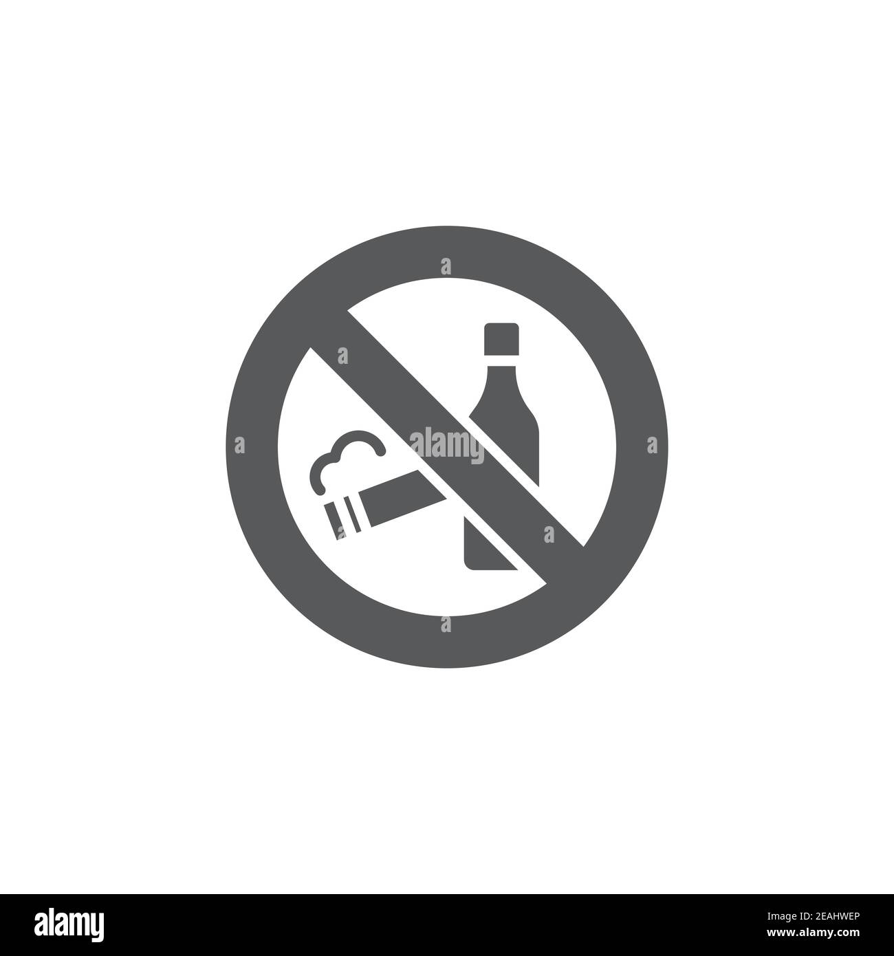 No smoking and alcohol drinking icon, color, line, outline vector sign, linear style pictogram isolated on white. Symbol, logo illustration Stock Vector