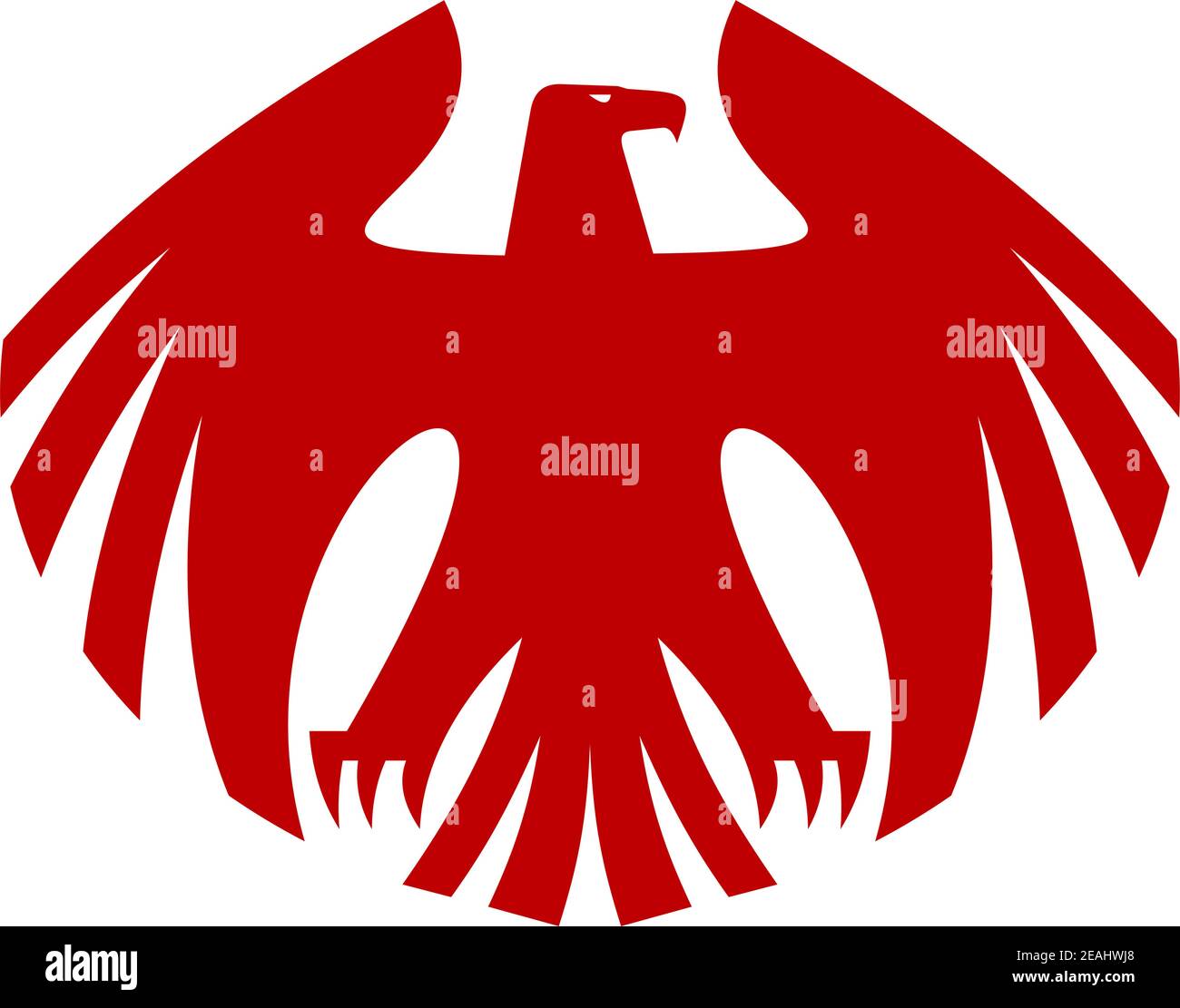 Fierce red eagle heraldic silhouette with outstretched claws and wings