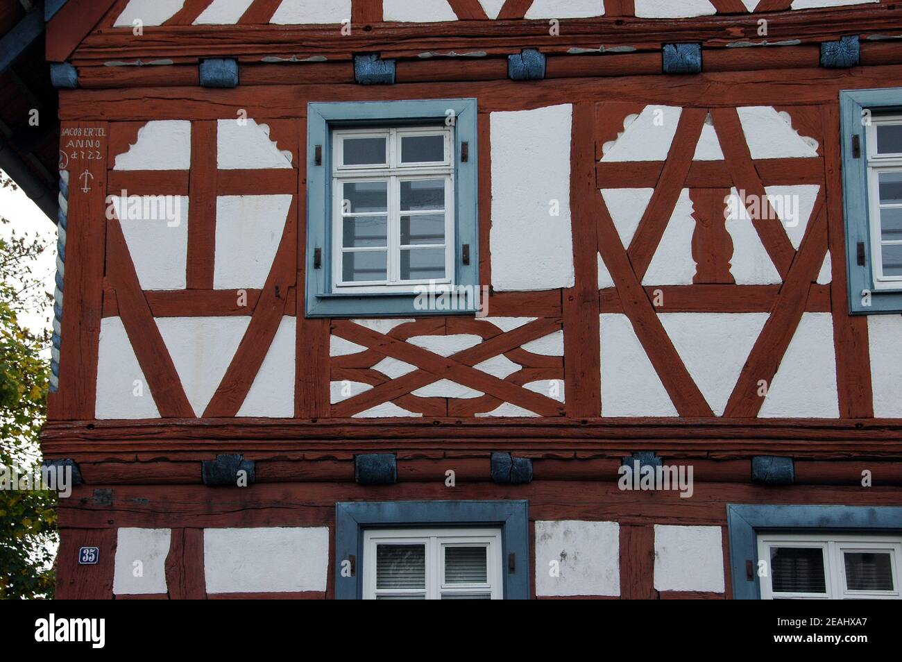 half-timbered house in Neuburg Stock Photo