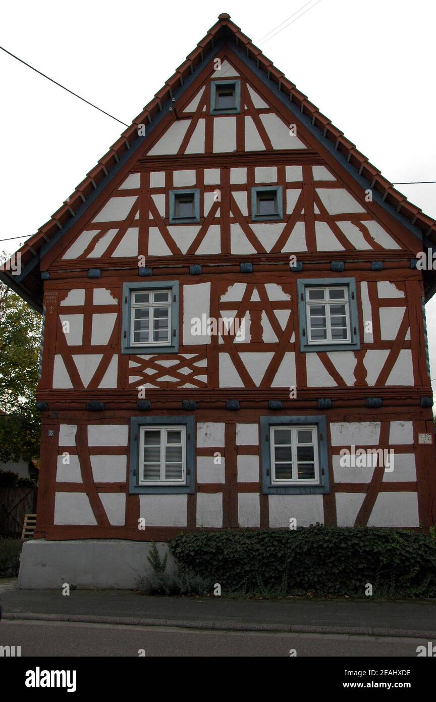half-timbered house in Neuburg Stock Photo
