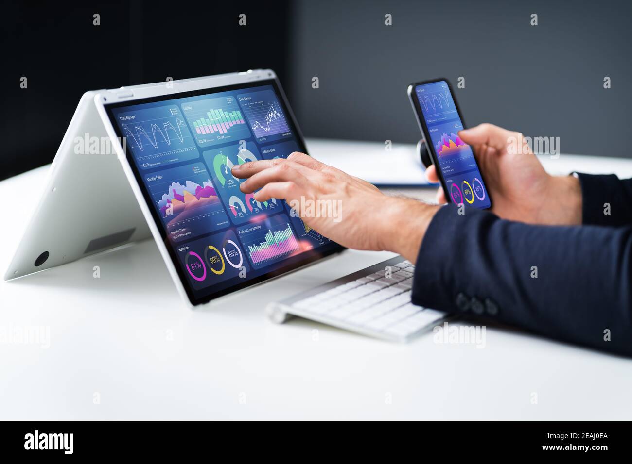 KPI Business Analytics Data Dashboard. Analyst Stock Photo