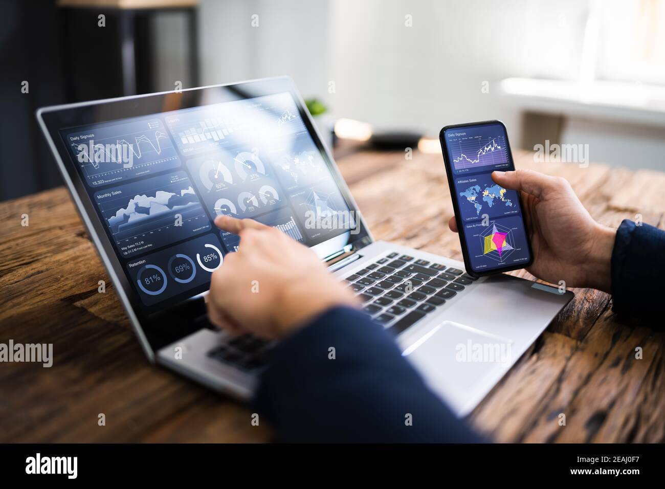 KPI Business Analytics Data Dashboard. Analyst Stock Photo