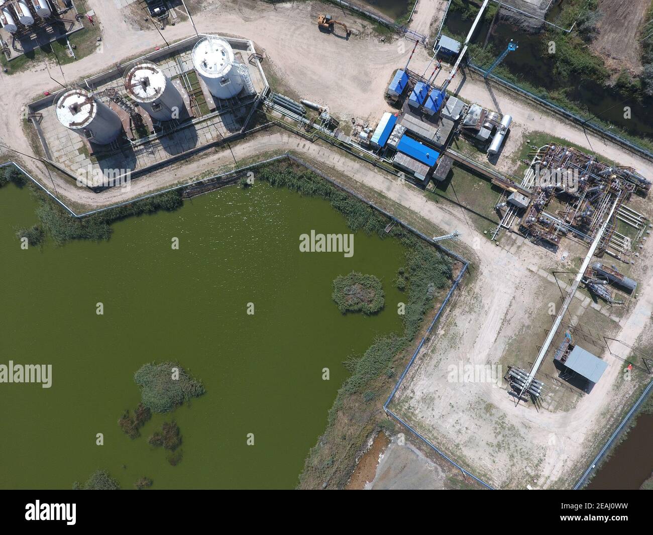 Equipment for the drying gas and condensate collection. Top view Stock