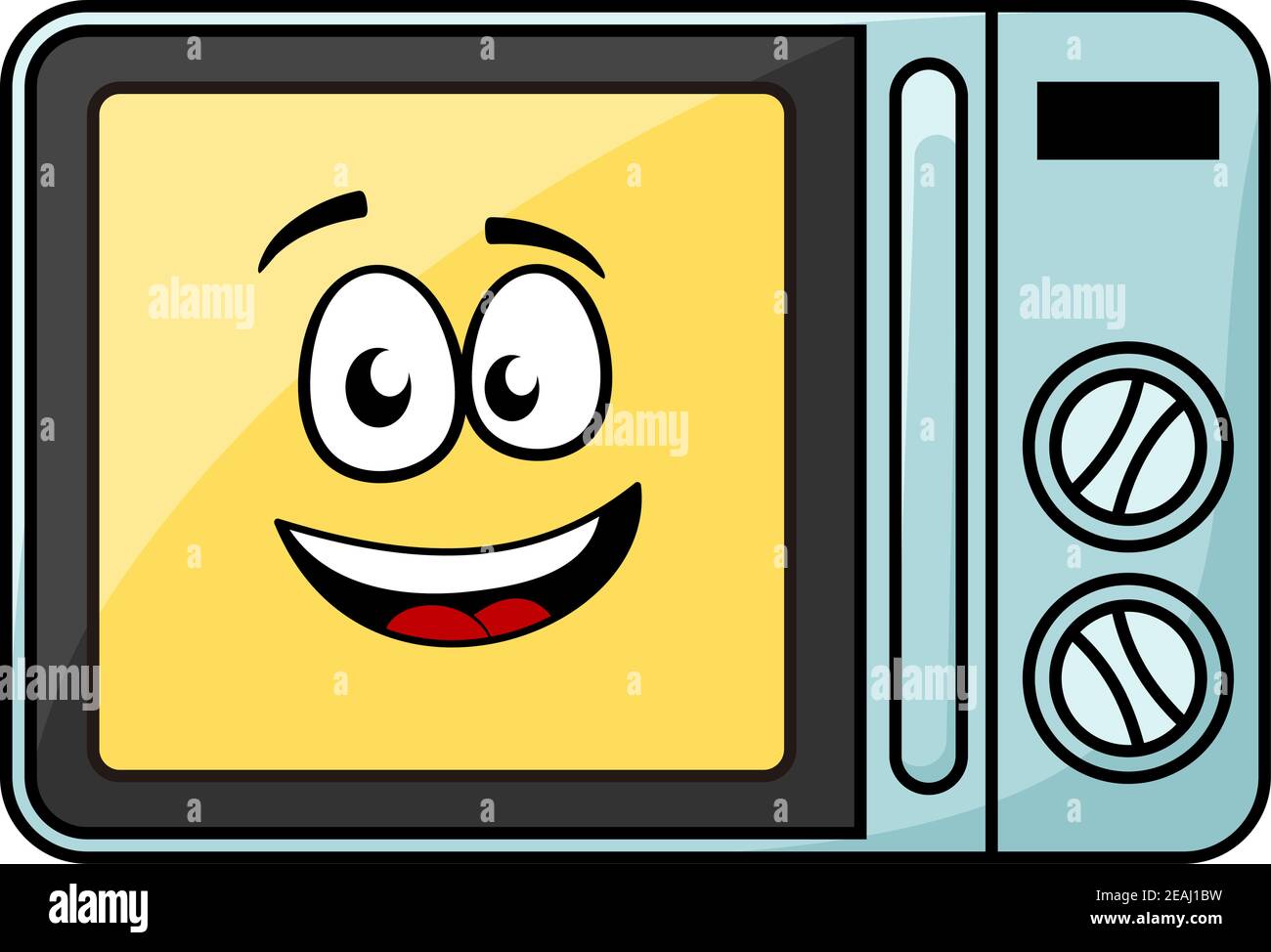 Cute cartoon microwave oven with a cheerful yellow smiling face behind the  glass door, vector illustration isolated on white Stock Vector Image & Art  - Alamy