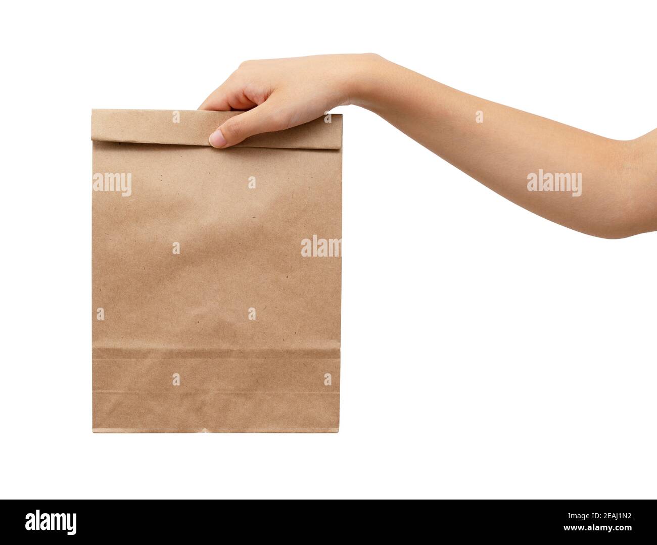 Woman's hand holding a paper bag Stock Photo